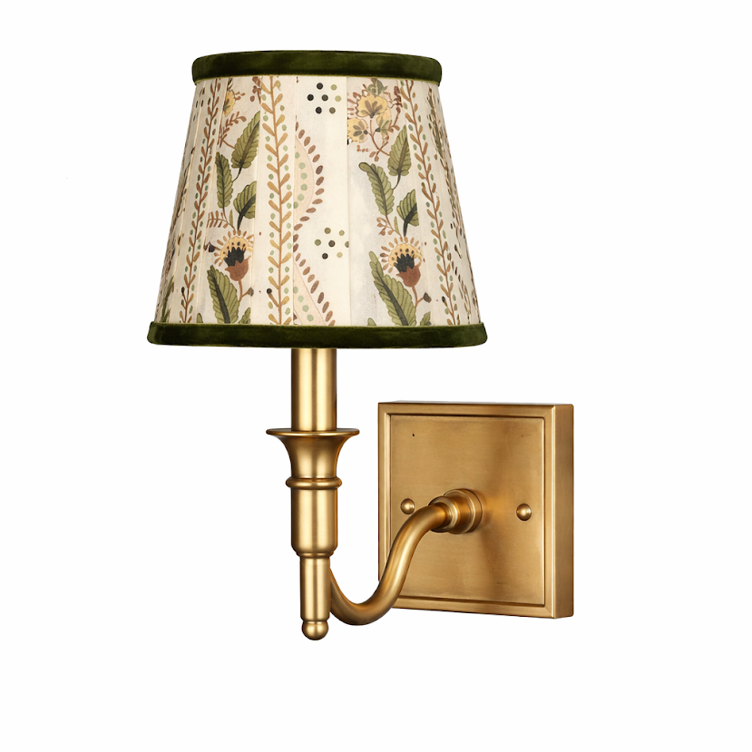 Green Velvet Trellis Sconce Shade Front View - Noble Designs