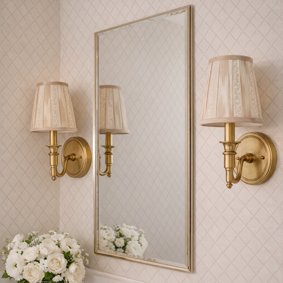 Brown Ikat Sconce Shade Front View - Noble Designs