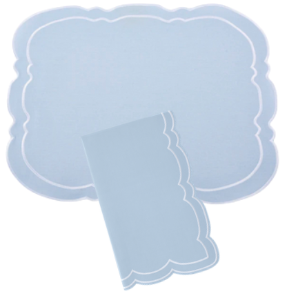 Charleston Pale Blue & White Placemat & Napkin