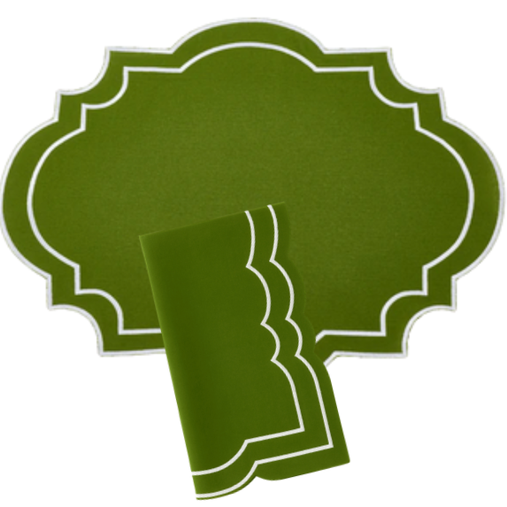 Nantucket Green & White Placemat & Napkin