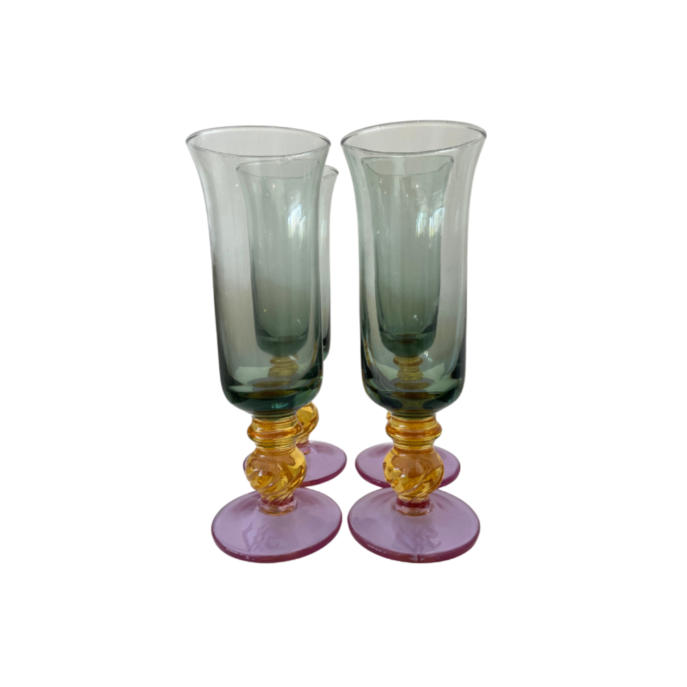 Vintage Flute Cups, Set of 4 Noble Designs