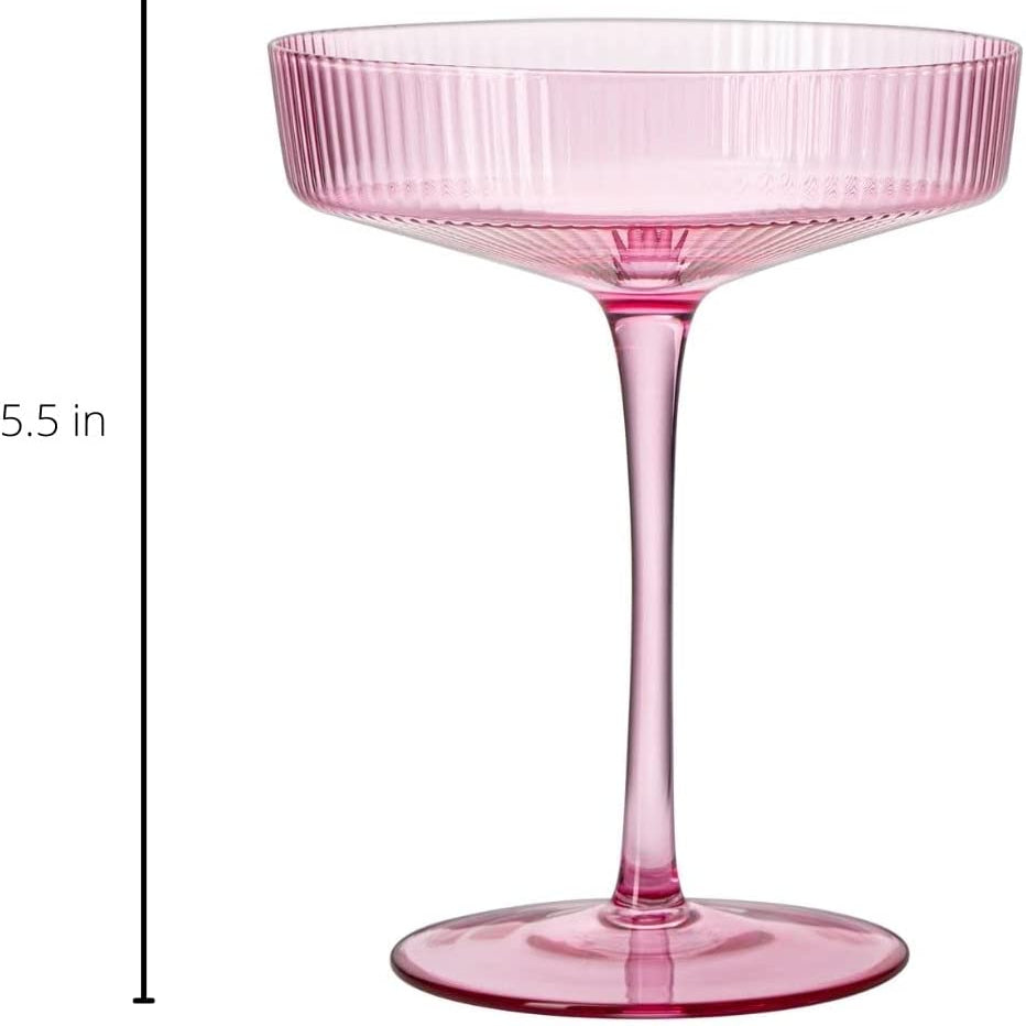 The Wine Savant Ribbed Coupe Cocktail Glasses, Set of 2 - Noble Designs