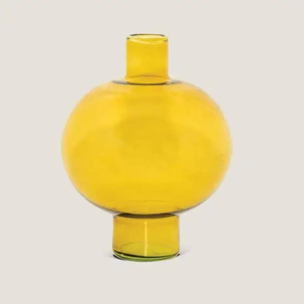 Vase Recycled Glass Round Amber Green - Noble Designs