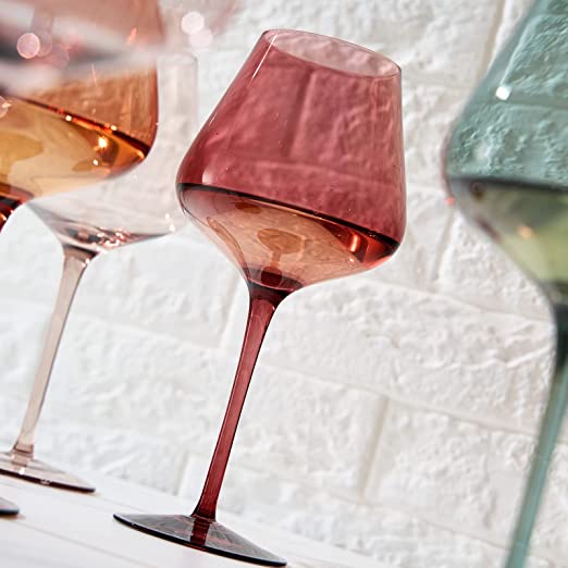 Colored Crystal Wine Glass, Set of 6 - Noble Designs