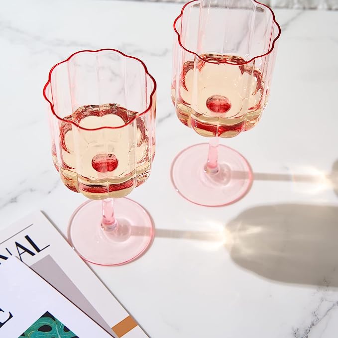 Flower Vintage Wine Glassware, Set of 2 - Noble Designs