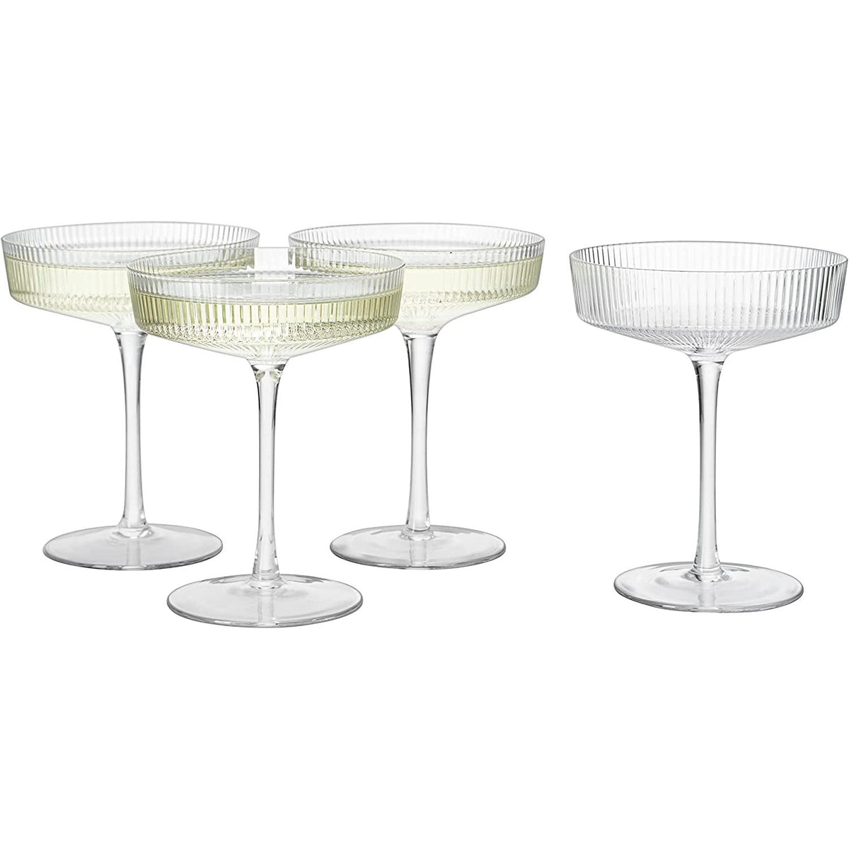 Ribbed Coupe Cocktail Glasses, Set of 4 - Noble Designs