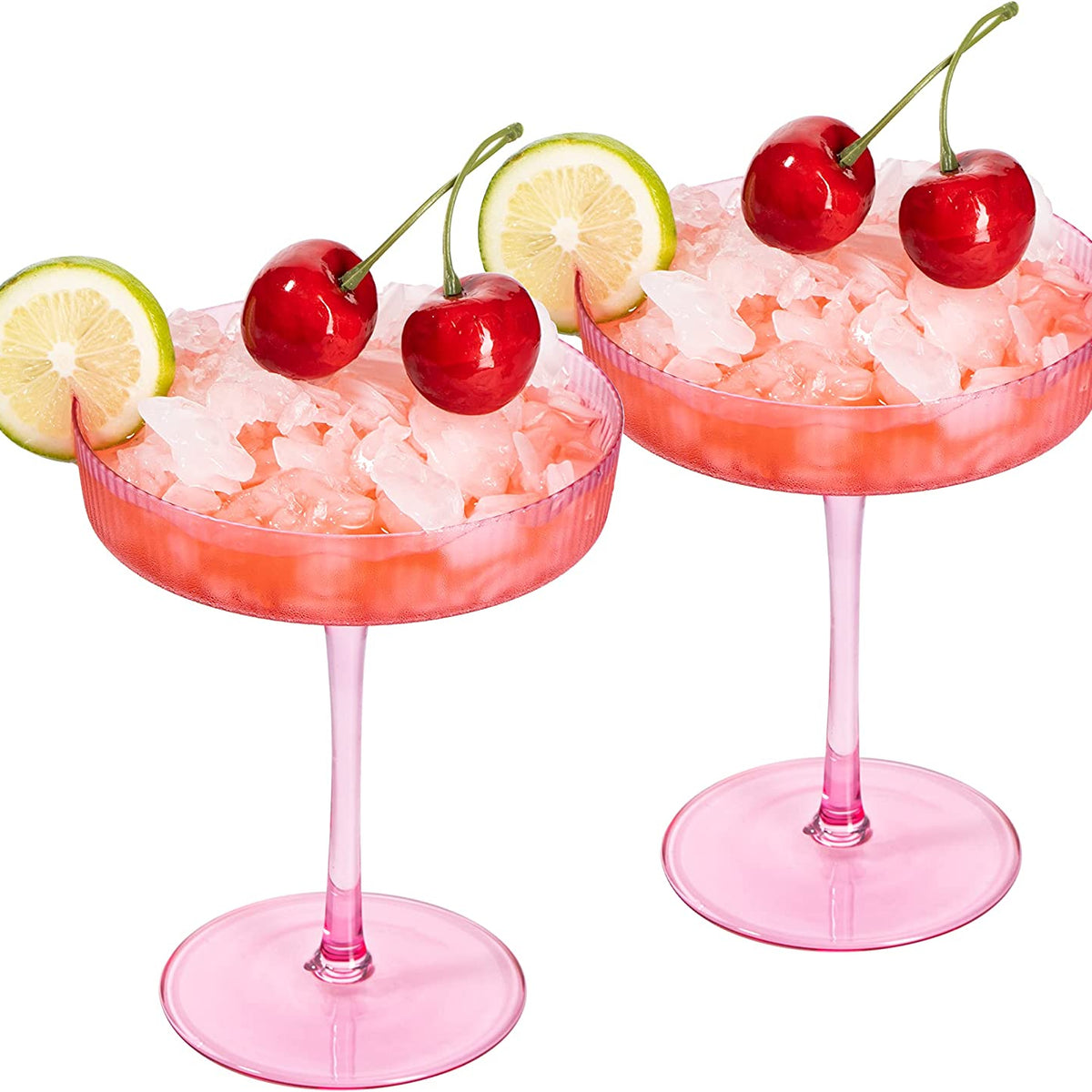 The Wine Savant Ribbed Coupe Cocktail Glasses, Set of 2 - Noble Designs