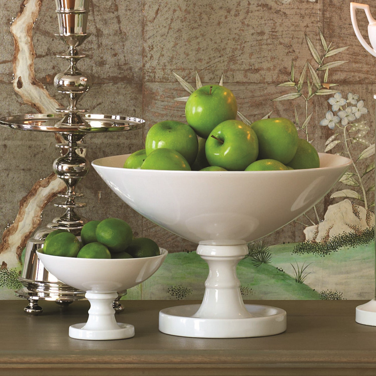 Large White Davide Pedestal Bowl - Noble Designs