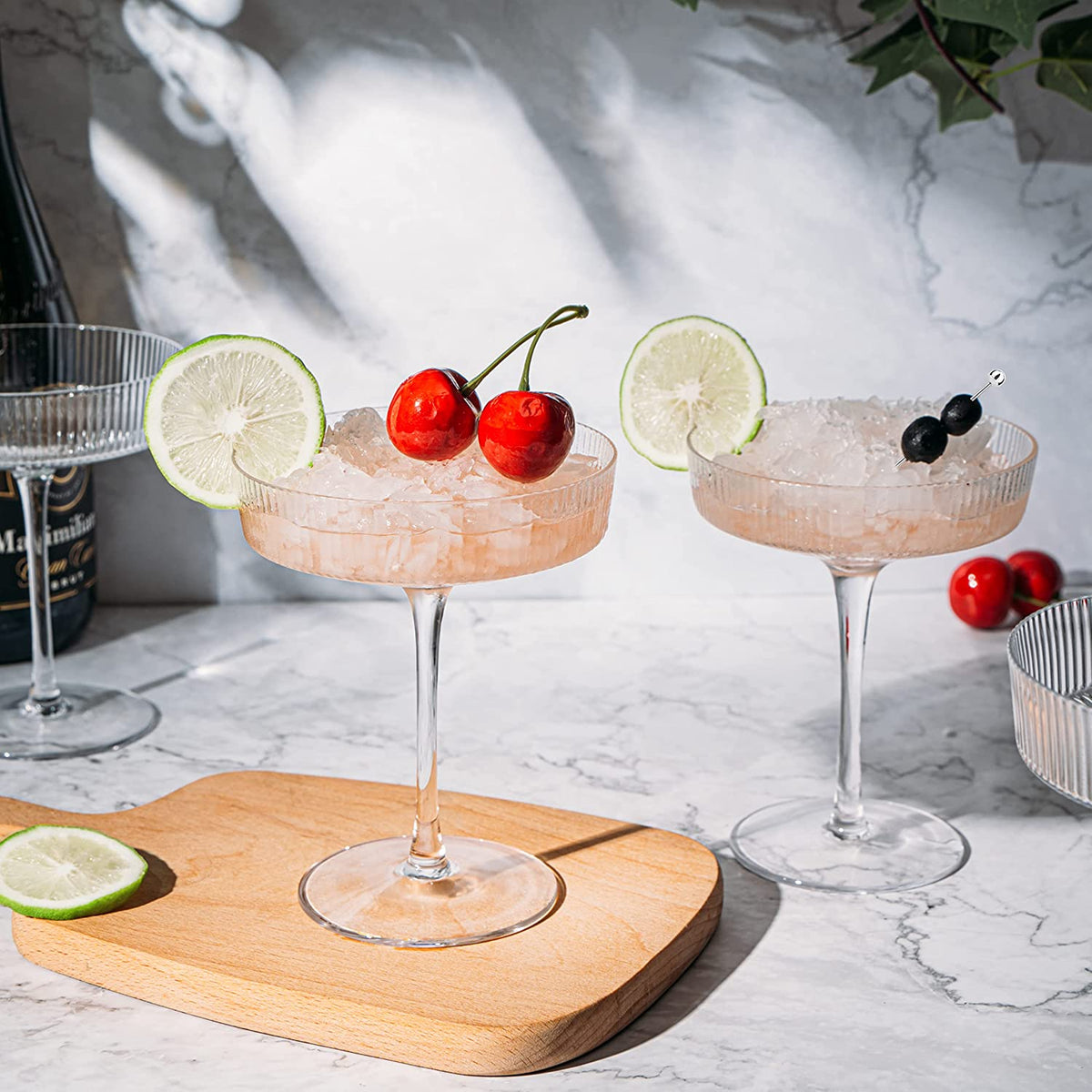 Ribbed Coupe Cocktail Glasses, Set of 4 - Noble Designs