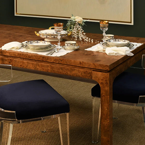 Adams Dark Burl Wood Dining Table
