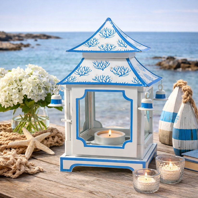 Aqua Coral Pagoda Lantern-Noble Designs