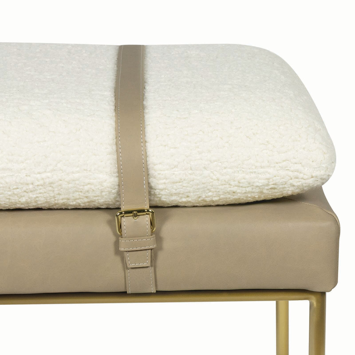 Aspen Leather and Boucle Wool Bench in Cappucino-Noble Designs
