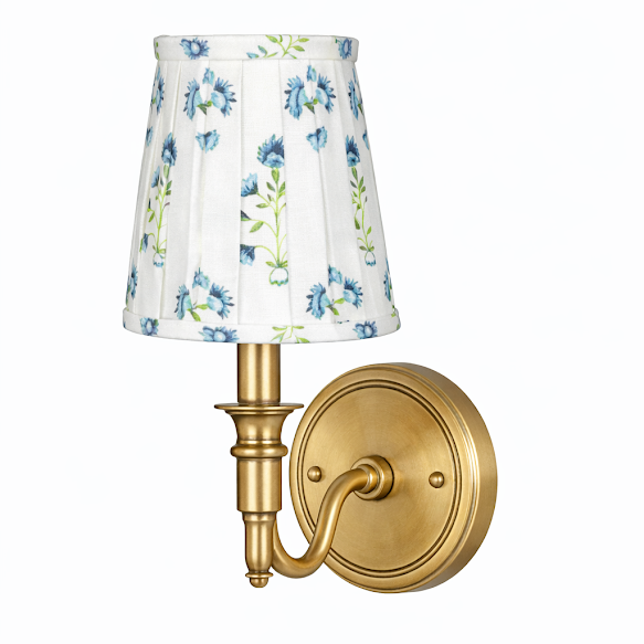 Blue Floral Sconce Shade Front View