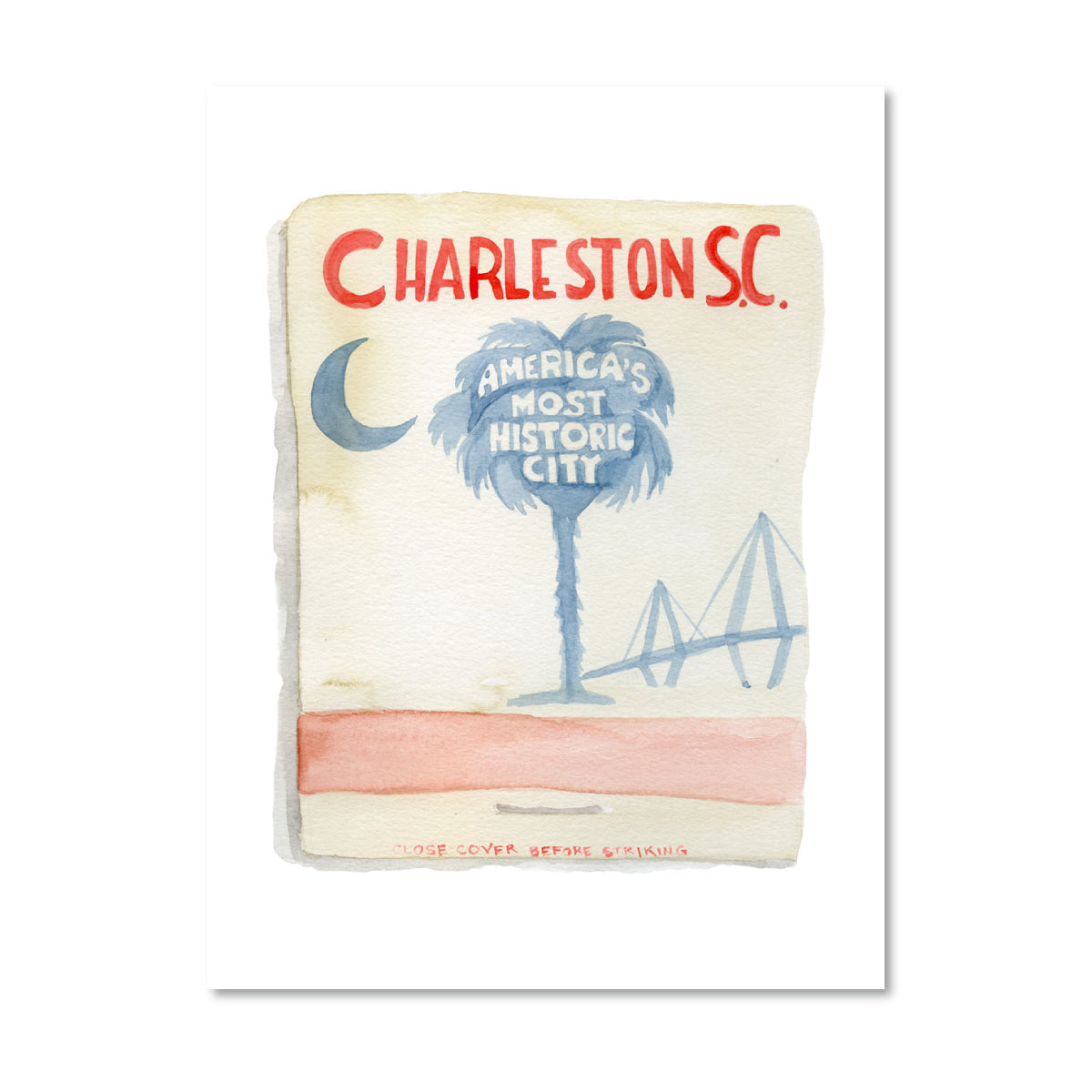 Charleston Matchbook Art Print-Noble Designs