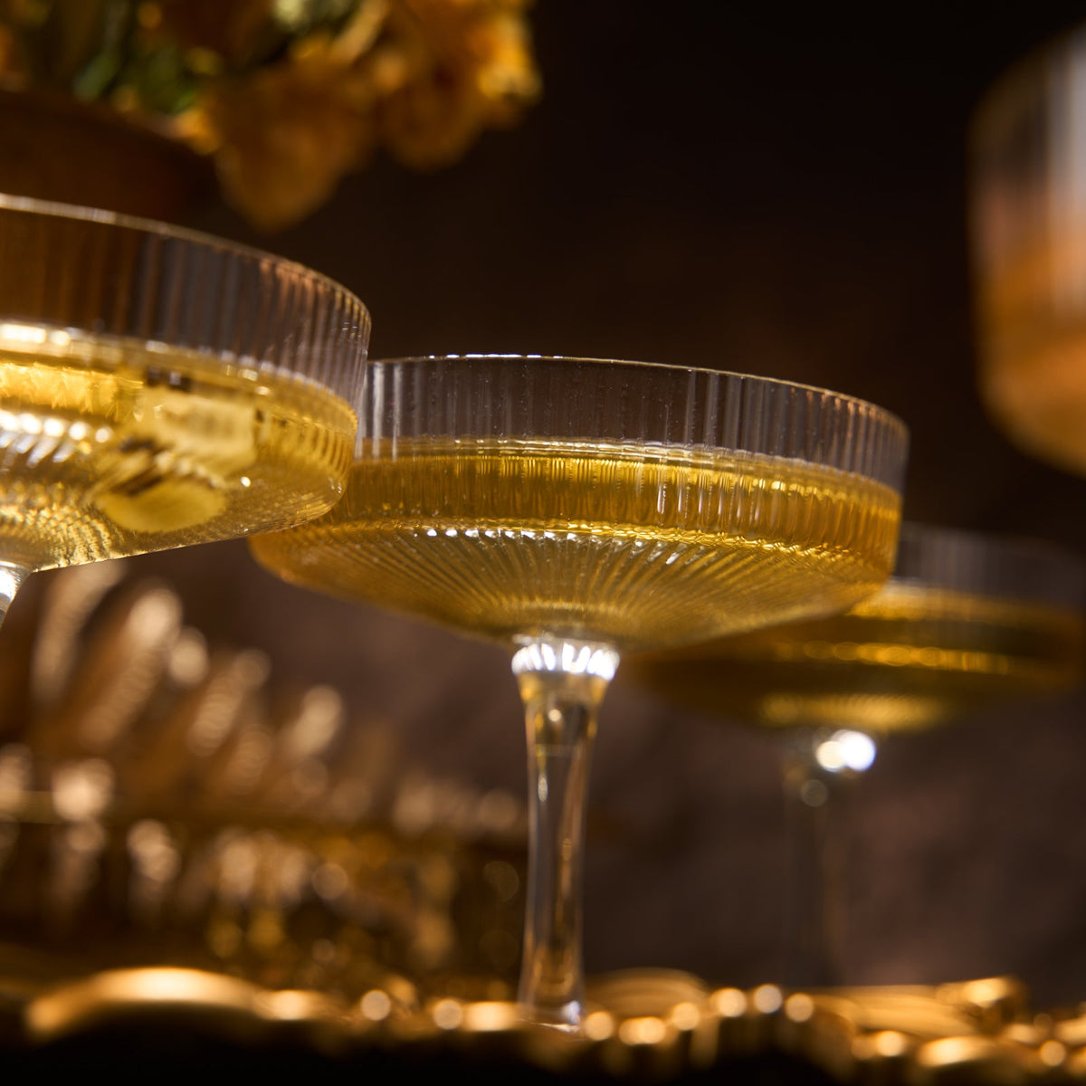 Ribbed Coupe Cocktail Glasses, Set of 4 - Noble Designs