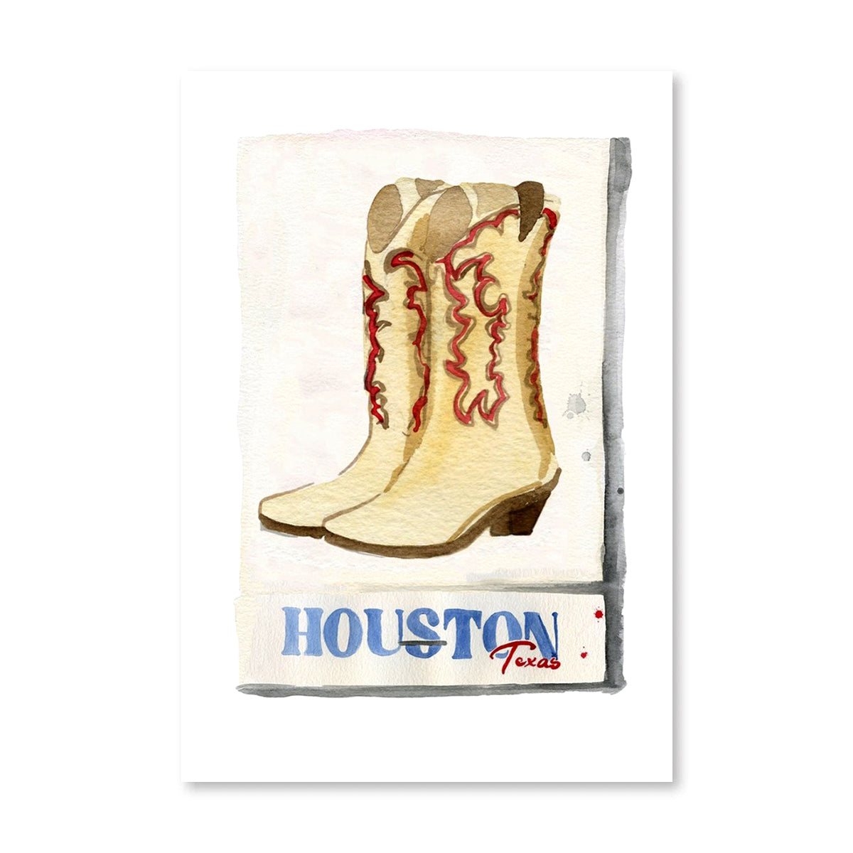 Houston Matchbook Art Print-Noble Designs