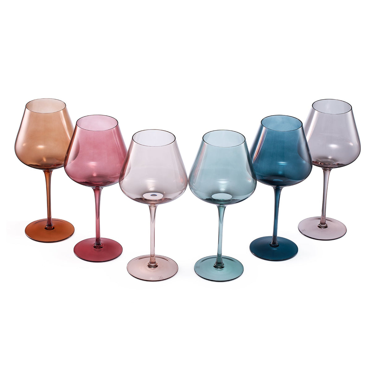 Colored Crystal Wine Glass, Set of 6 - Noble Designs