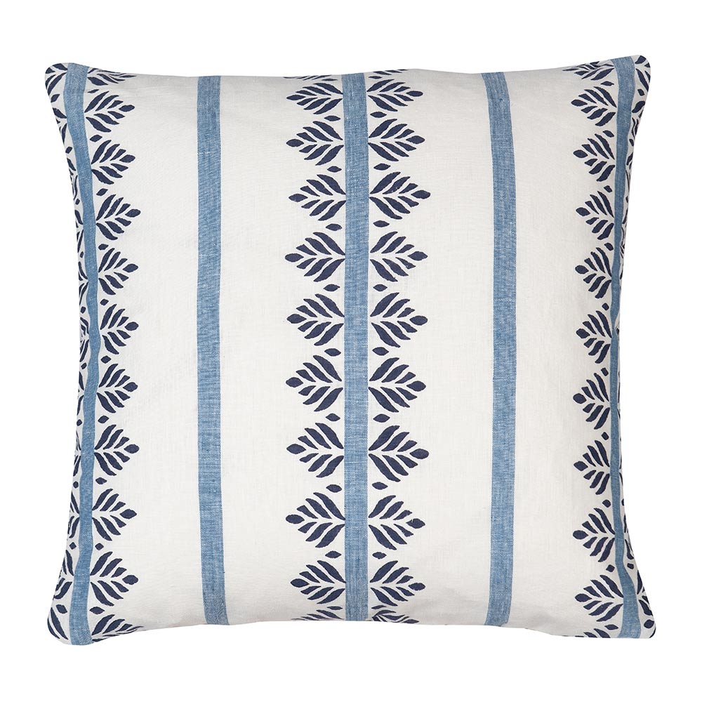 Fern Stripe Navy Flat Sewn Pillow - Noble Designs