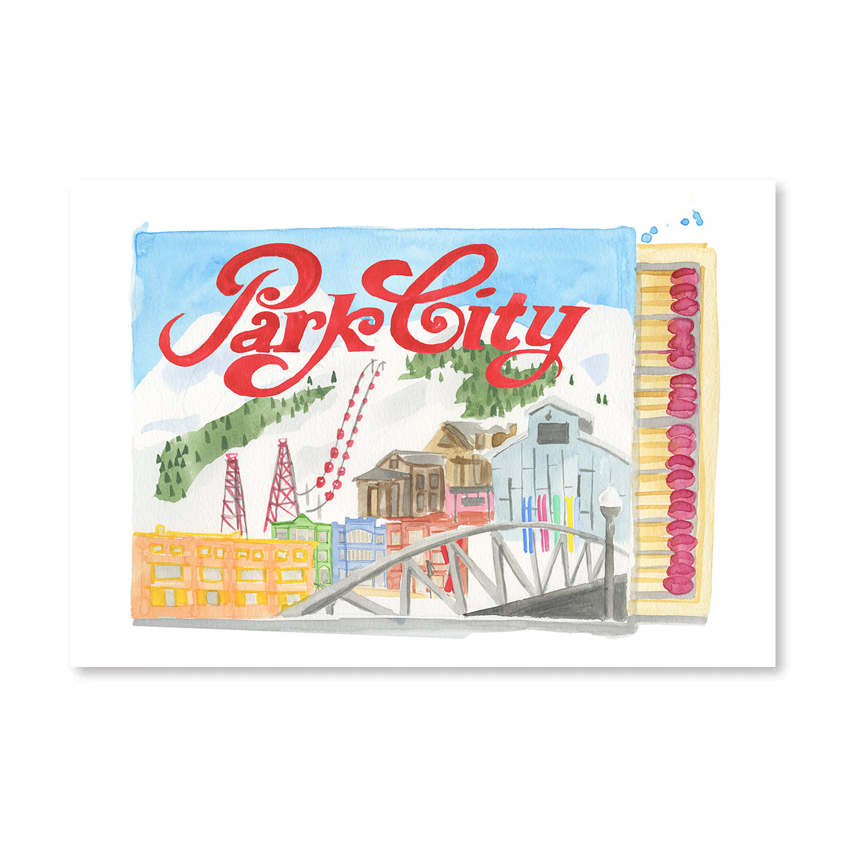 Park City Utah Matchbook Art Print-Noble Designs