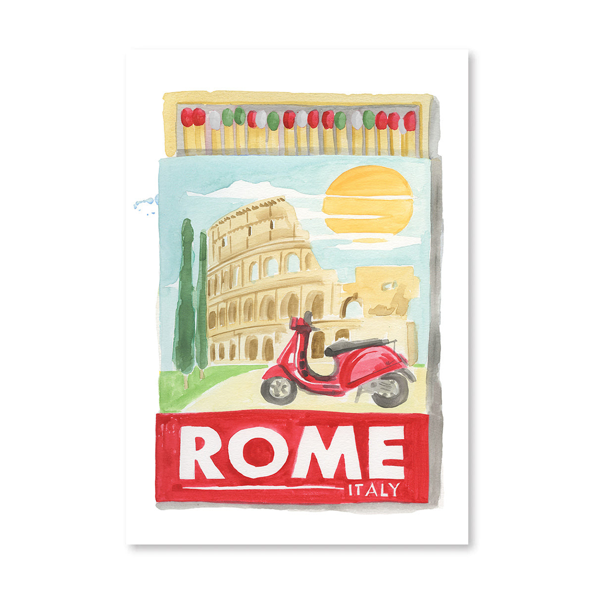 Rome Matchbook Art Print-Noble Designs