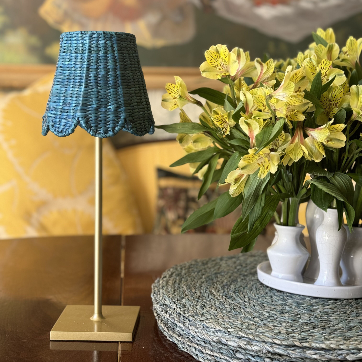 Small Seagrass Shade Cover - Scalloped in Blue-Noble Designs