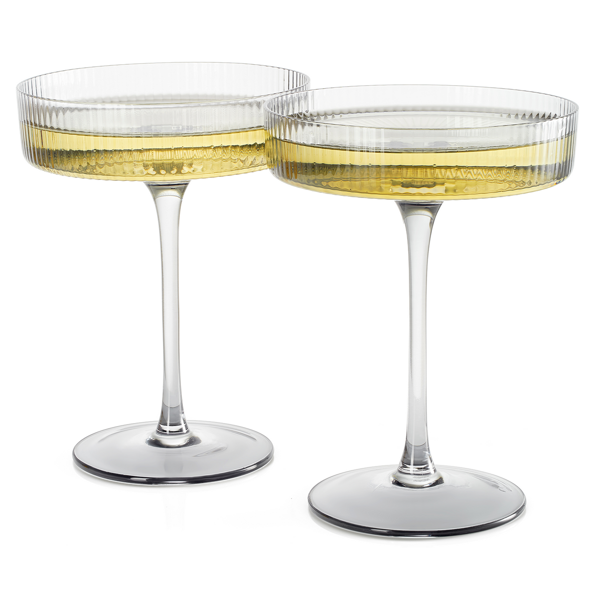 Ribbed Coupe Cocktail Glasses, Set of 2 - Noble Designs