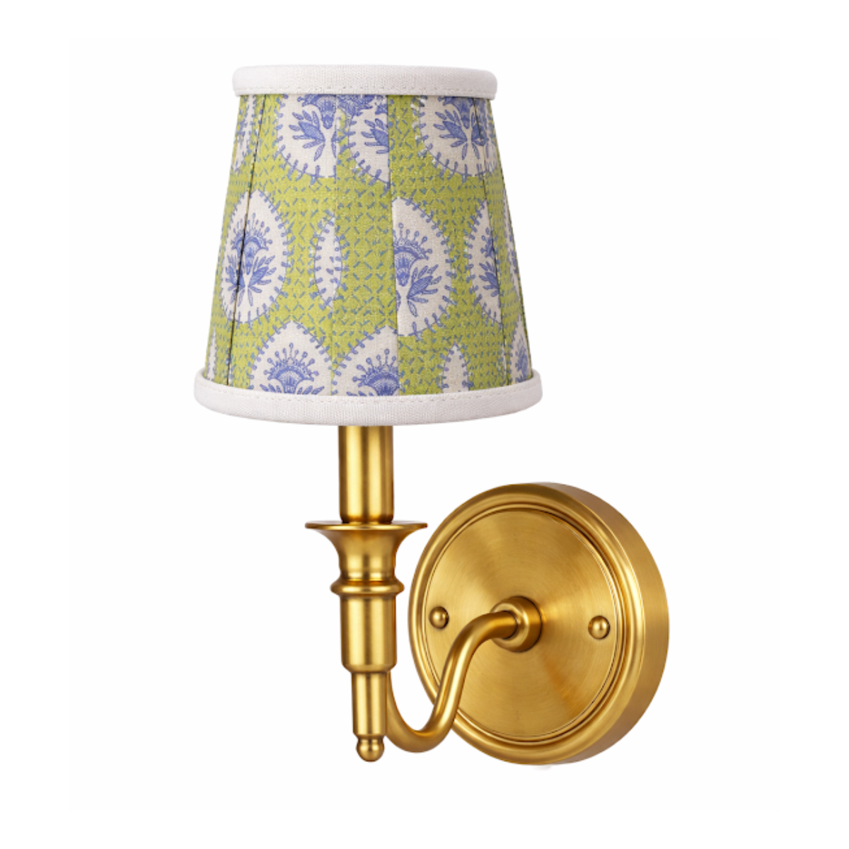 Green Palm & White Velvet Trim Sconce Shade - Noble Designs