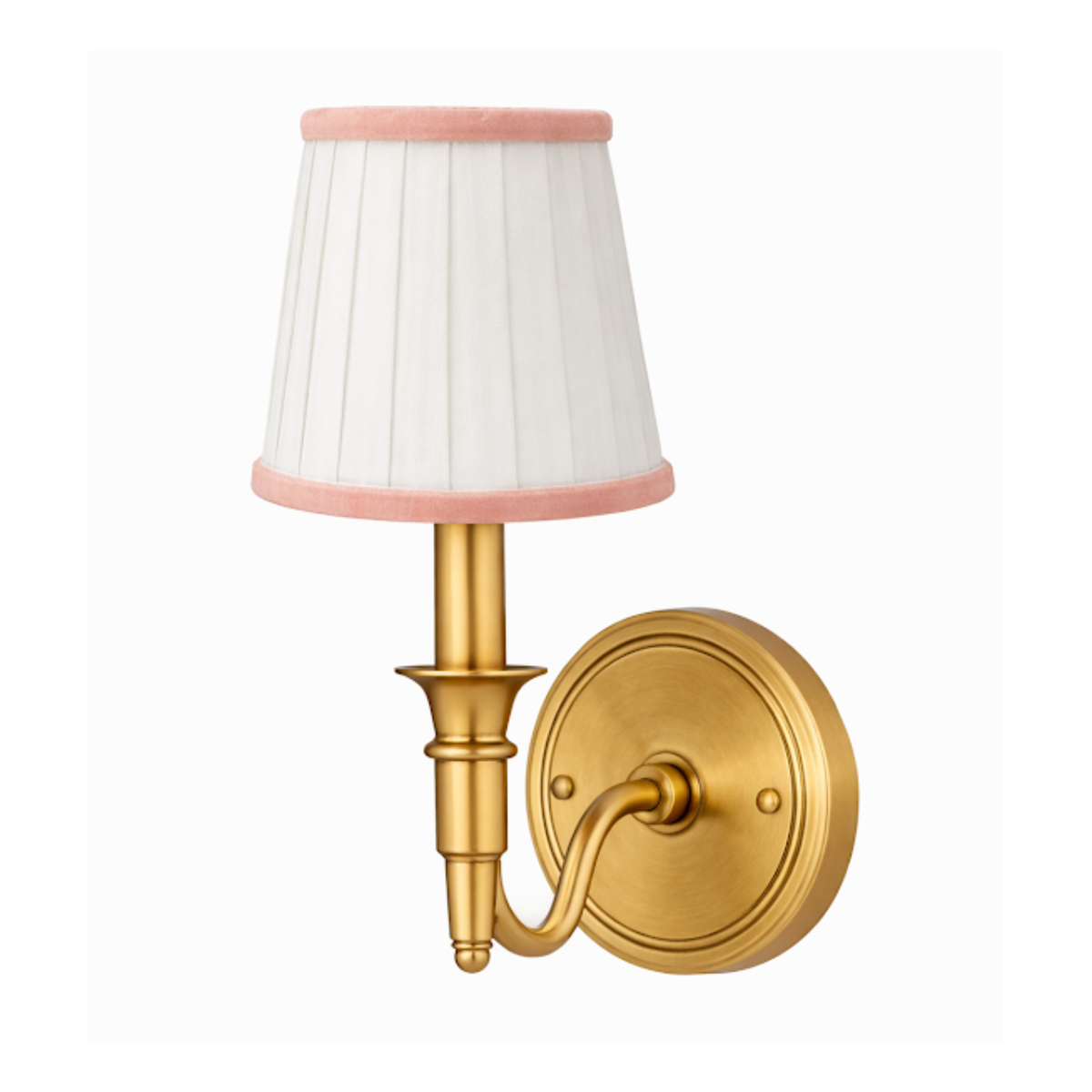 White & Pink Velvet Trim Sconce Shade - Noble Designs