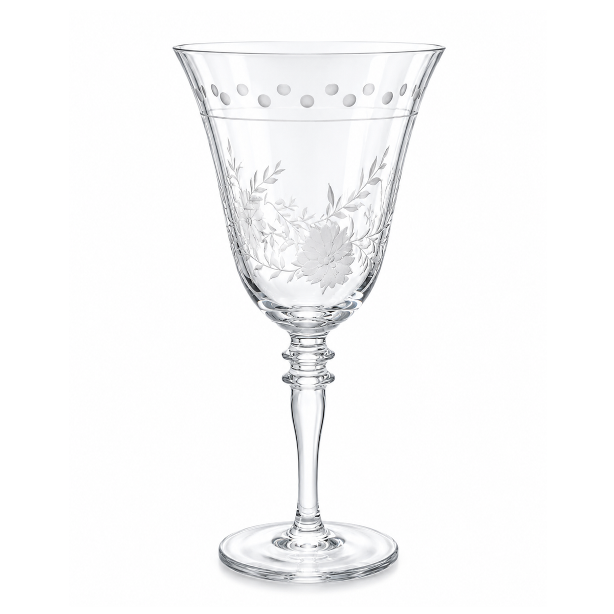 Garden Blossom Etched Glass Wine Glass, Set of 4