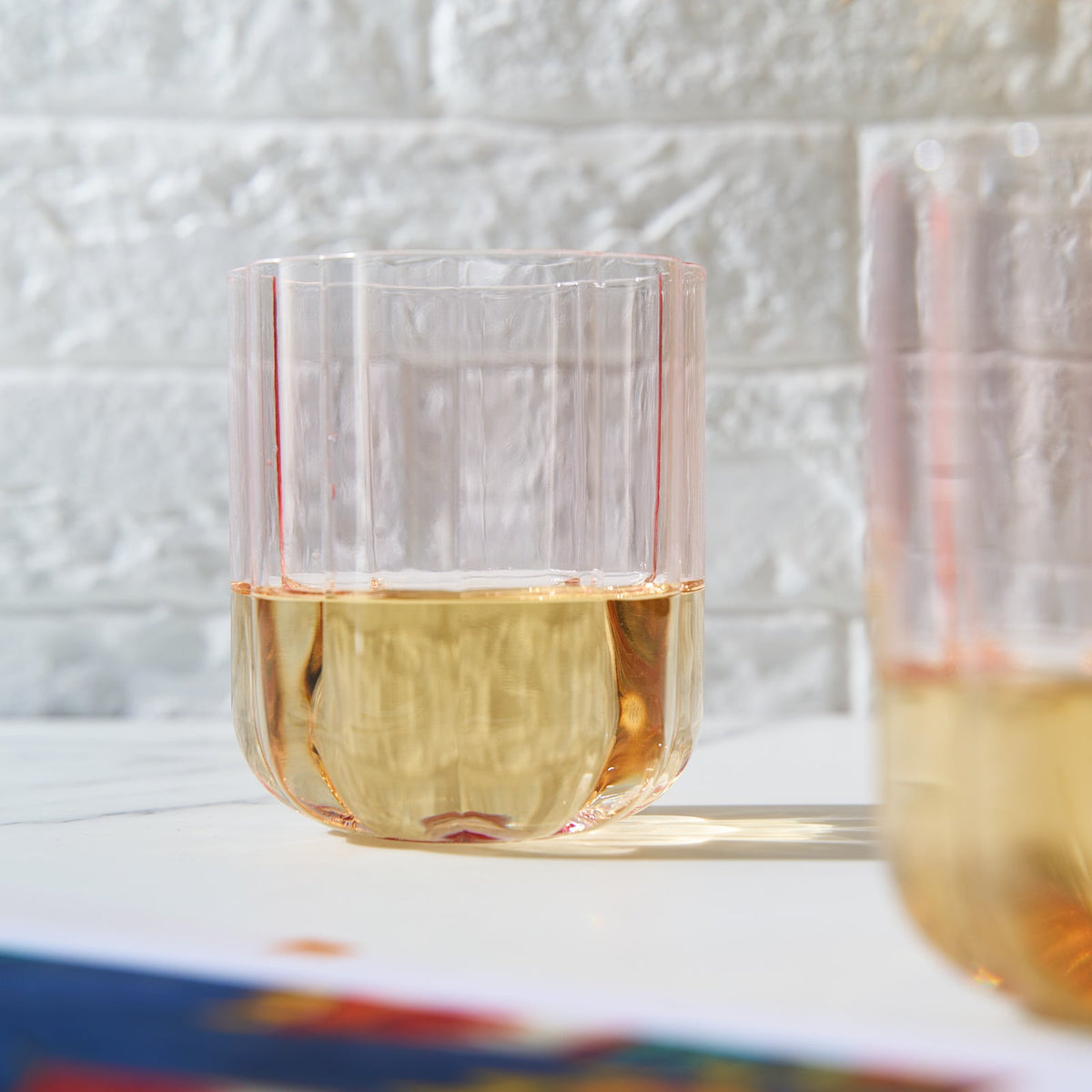 Flower Vintage Glass Stemless Highball, Set of 2 - Noible Designs