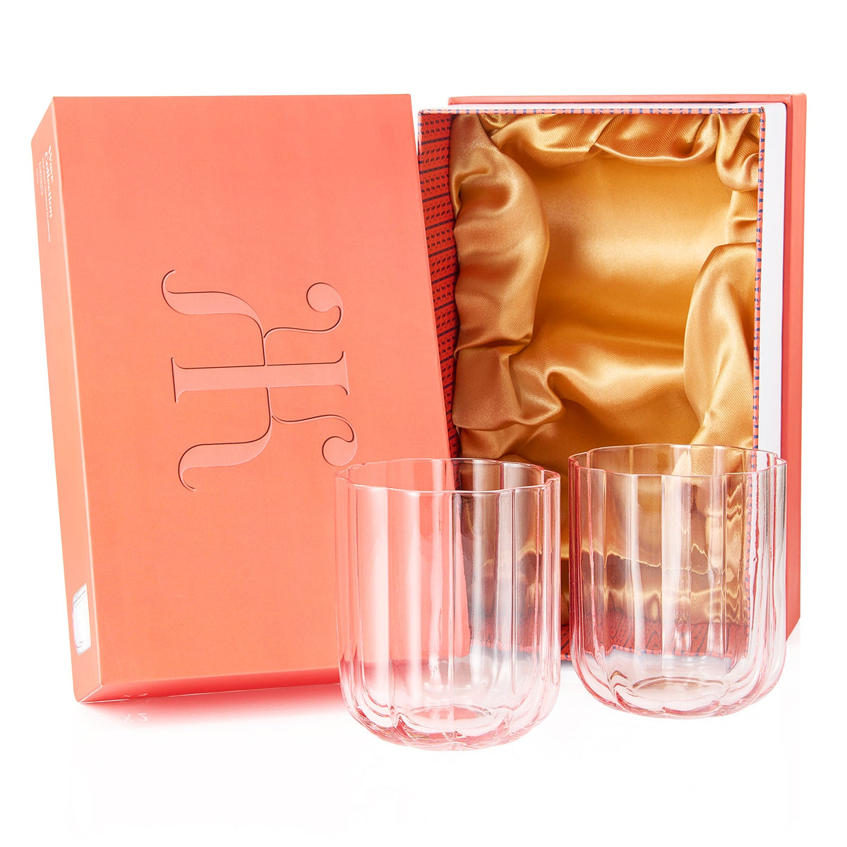 Flower Vintage Glass Stemless Highball, Set of 2 - Noible Designs
