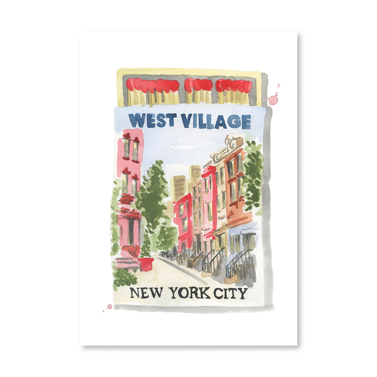 West Village NYC Matchbook Art Print-Noble Designs