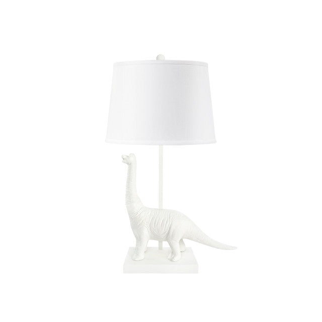Bruno Lamp With Shade 14-Inch White Linen, With Nickel - Noble Designs