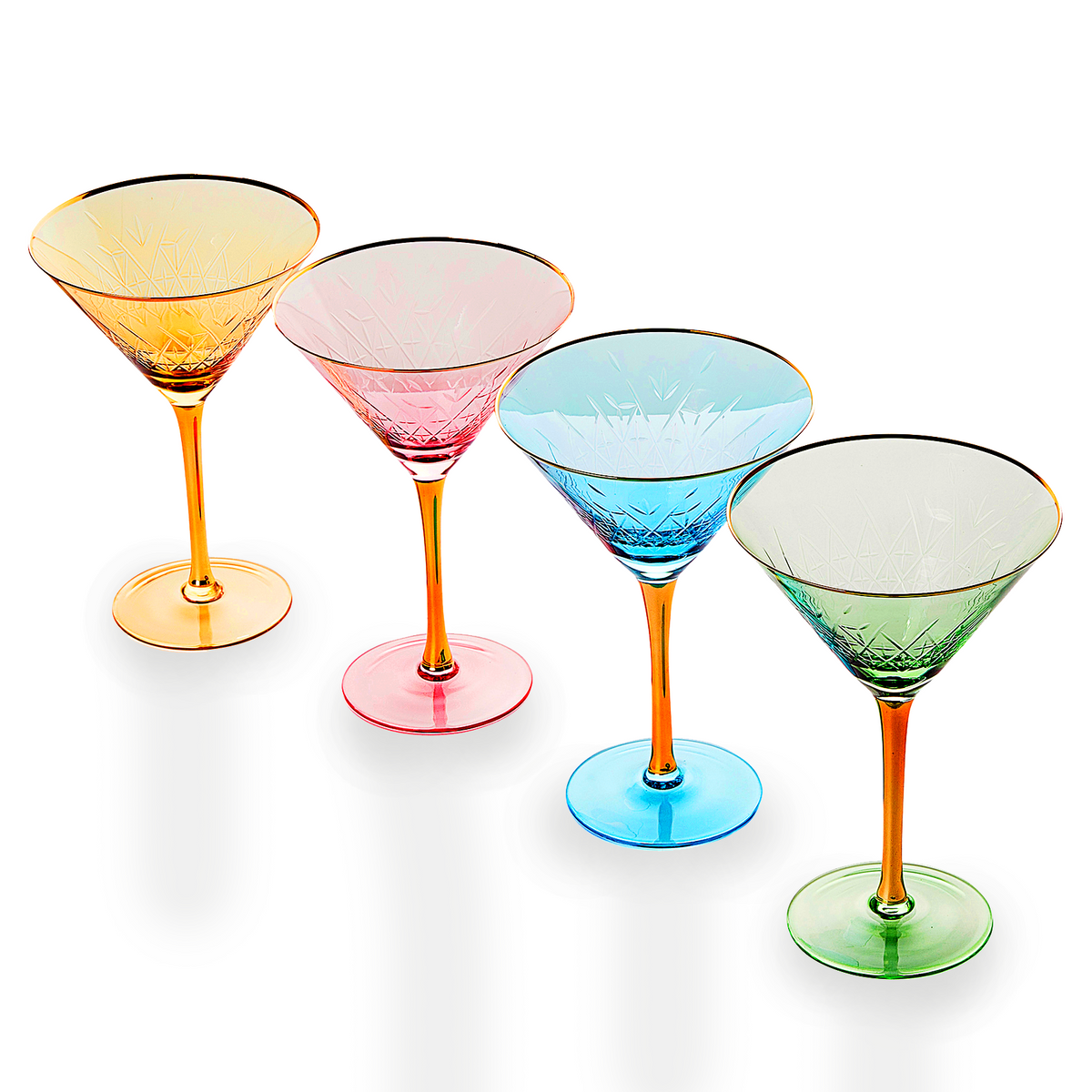 Crystal Martini Glasses Colored, Set of 4 - Noble Designs