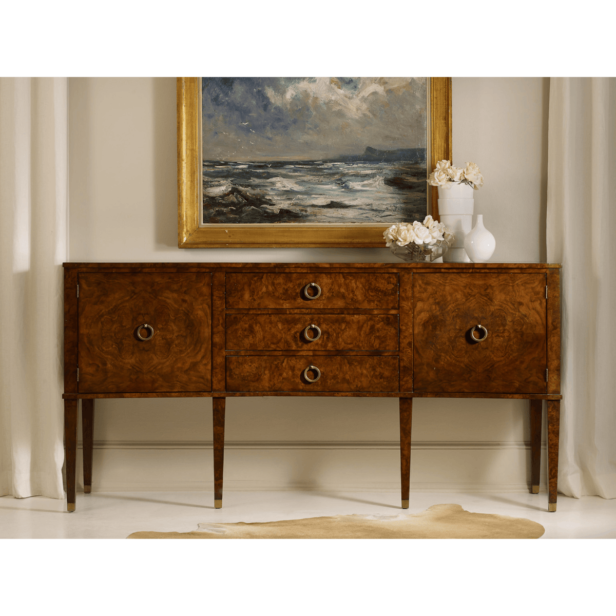 Concave Walnut Inlay Buffet - Noble Workroom