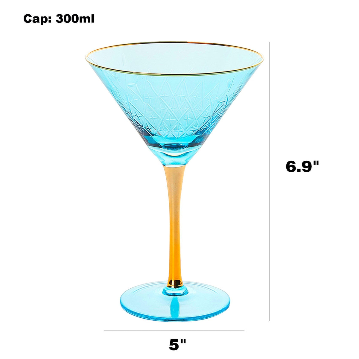 Crystal Martini Glasses Colored, Set of 4 - Noble Designs