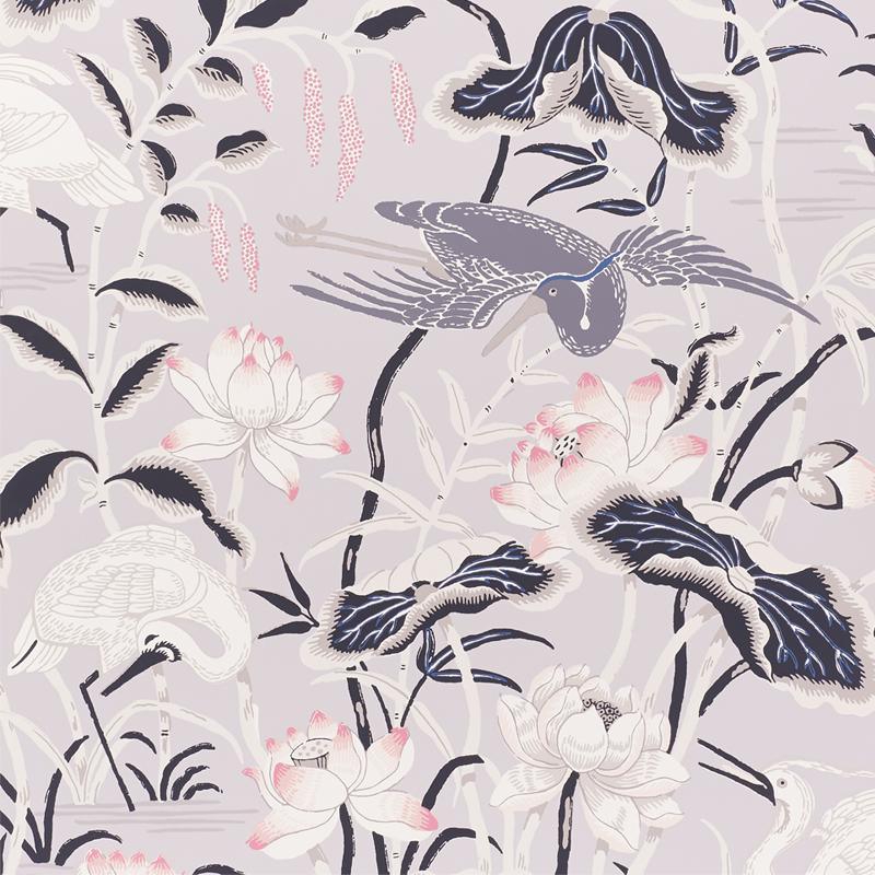 Lotus Garden in Lilac Wallpaper - Noble Designs