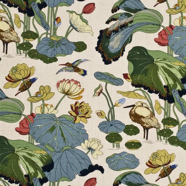 Nympheus Linen Fabric in Stone and Pistachio - Noble Designs