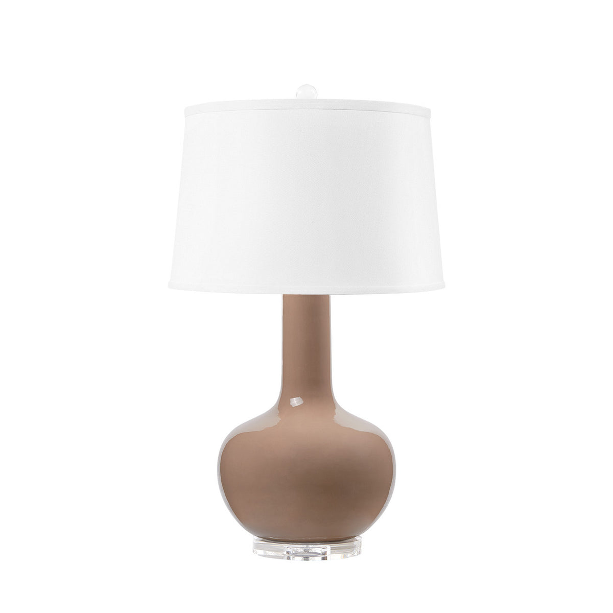 Pablo Lamp with Shade 17-inch White Linen, with Nickel - Noble Designs
