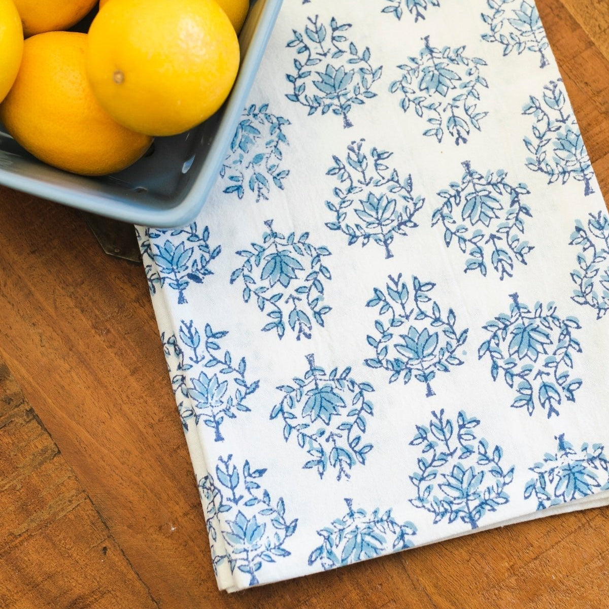 Tea Towel in Lotus, Navy & Uniform Blue - Noble Designs