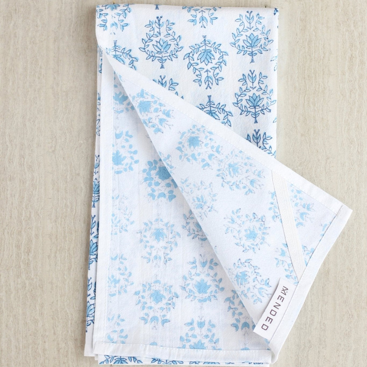 Tea Towel in Lotus, Navy & Uniform Blue - Noble Designs
