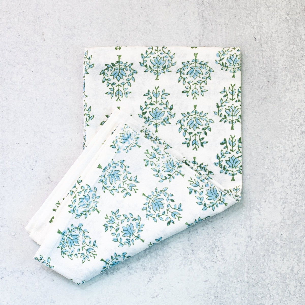 Tea Towel in Lotus, Sage & Uniform Blue - Noble Designs
