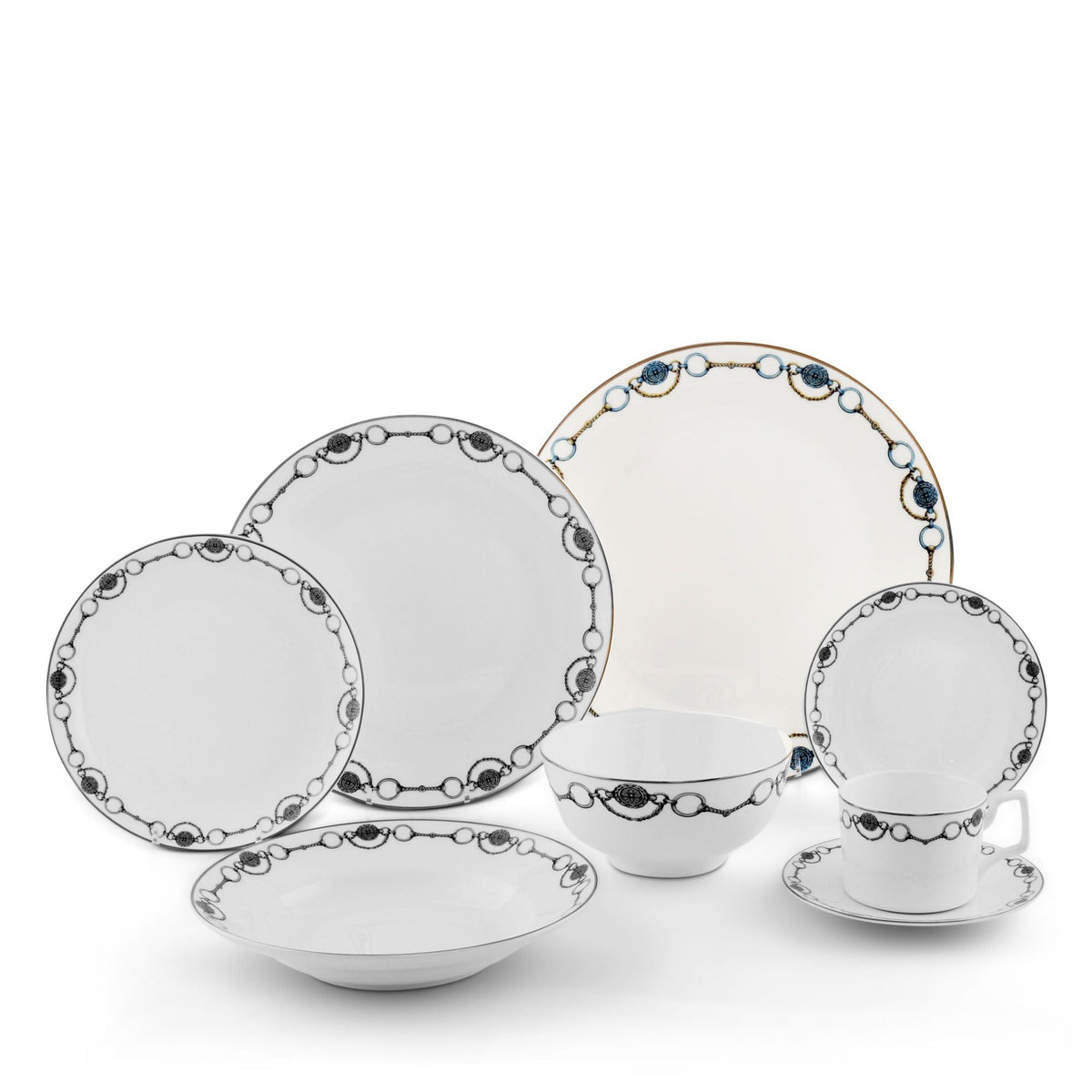 Amarillo Concho Pattern Bone China Round Dinner Plate - Noble Designs