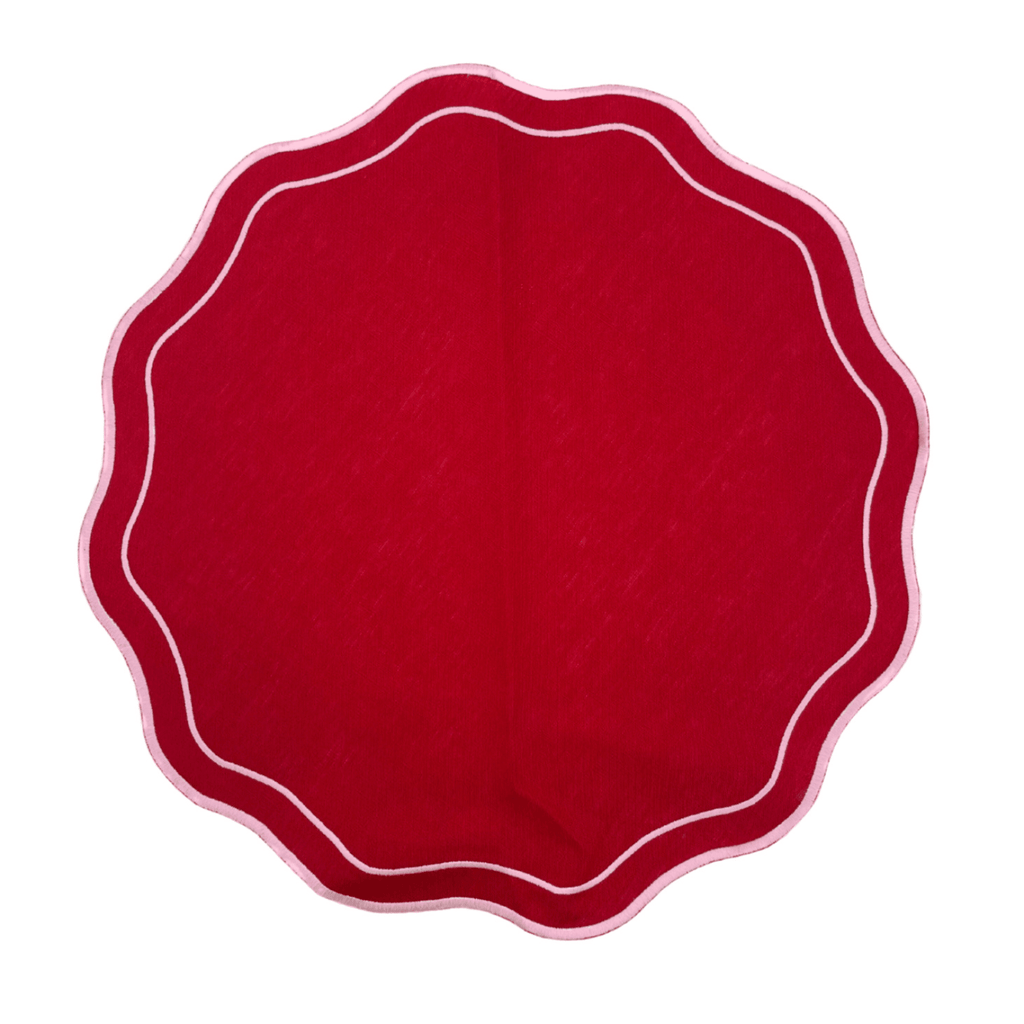 Wavy Linen Placemat in Red - Noble Designs