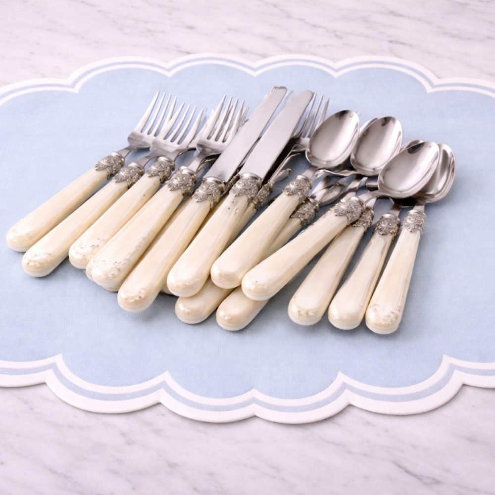 Ivory Pearlized Five Piece Flatware Set
