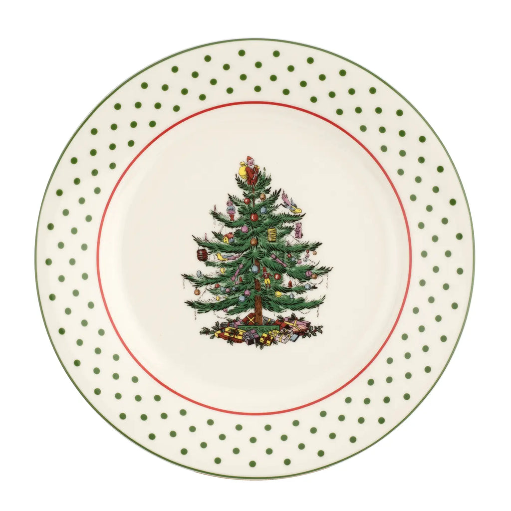 Christmas Tree Polka Dot Set of 4 Dessert Plates - Noble Designs