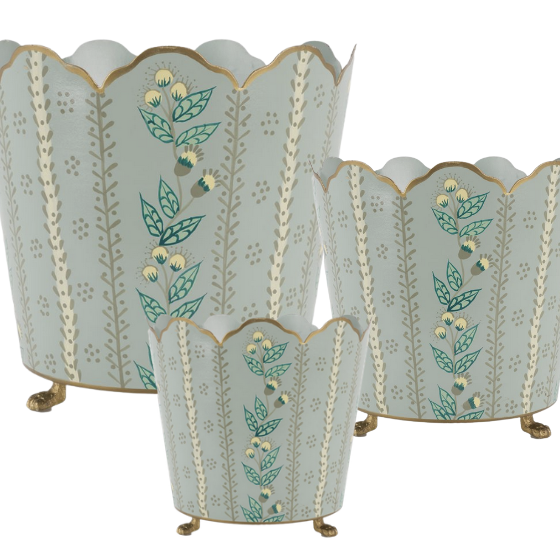 Green & Gold Floral Bucket Planter - Noble Designs