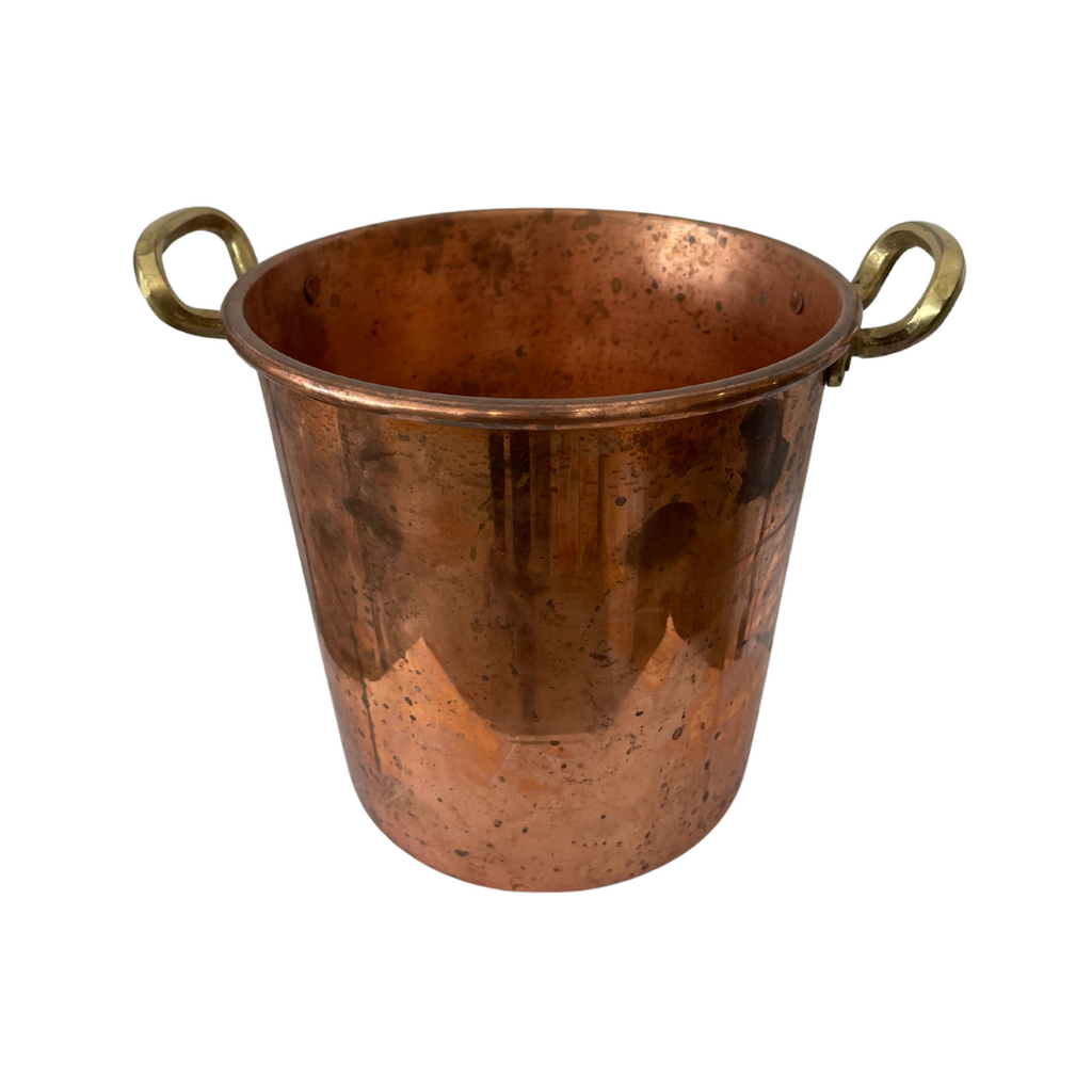 Copper Planter Pot Vessel Brass Handles - Noble Designs