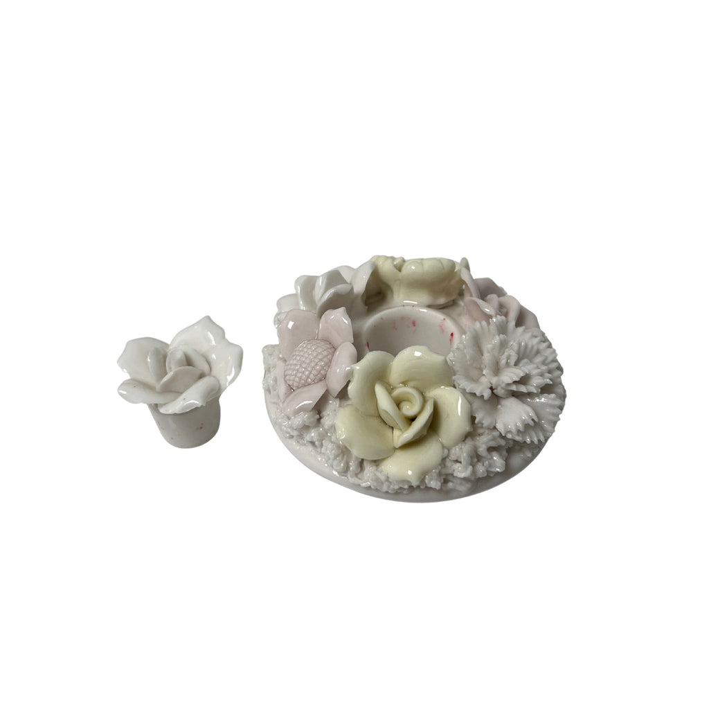 Vintage Porcelain Floral Candle Holder - Noble Designs 