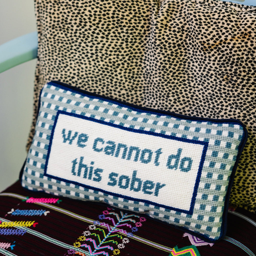 Sober Needlepoint Pillow - Noble Designs